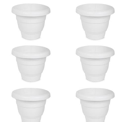 DukanRoad 8Inch Milky Heavy DukanRoad Flower Gamla/Planter/Garden Item/DukanRoad Pot (Pack of 6) Plant Container Set White