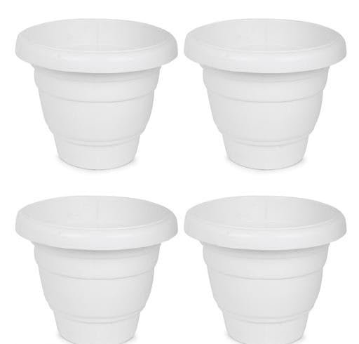 DukanRoad Set 4 DukanRoad Gamla/Planter/Pot, 8 inch | Garden Planters | Indoor/Outdoor Balcony Flower Pot | Gamla for Indoor Home Decor White