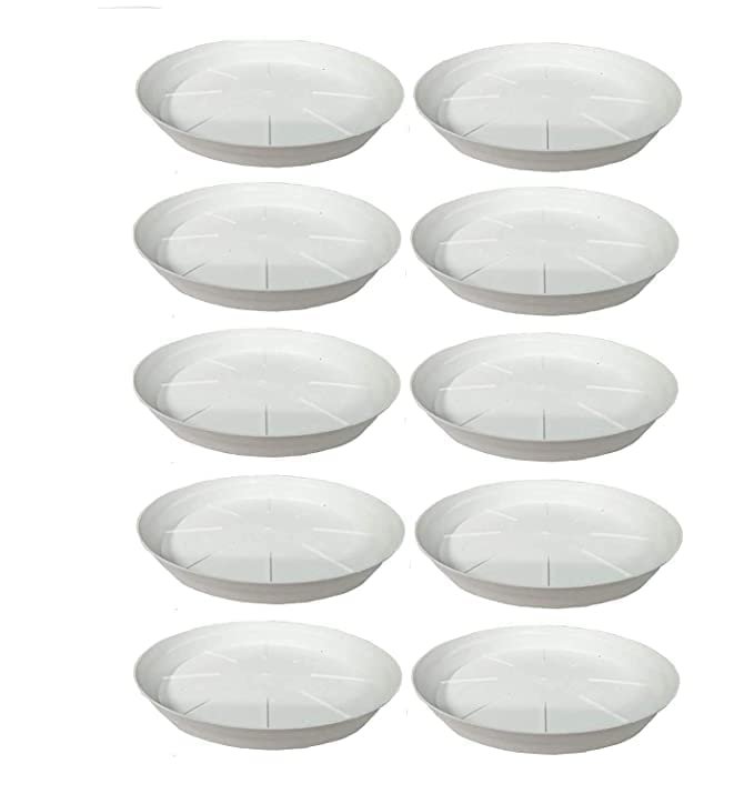 8" DukanRoad Bottom Tray Plate Suitable for 10 inch, 12 inch, Round DukanRoad Pot, Set of 10 Pieces (White)