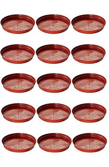 DukanRoad Saucer Base Plate Planter Tray, Brown, 8 Inch, Set of 15