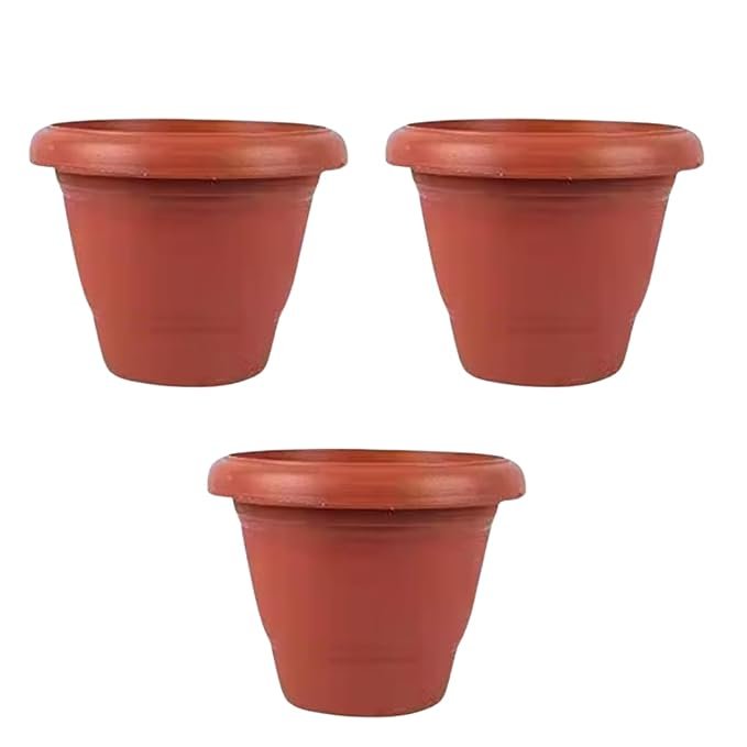 Container Flower Pots Pack of 3 | 8 Inch Heavy-Duty Round DukanRoad Planters for Indoor & Outdoor Gardening | UV-Treated, Durable, Lightweight, Large Drain Holes