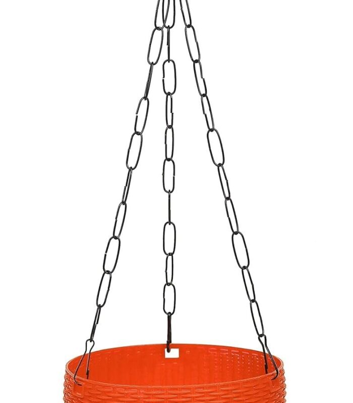 DukanRoad DukanRoad Flower Pot| Hanging Planter| Planter with Metal Hanging Chain| Beautiful Hanging Flower Pots for Home Garden| Hanging Pots for Balcony| Round Crystal Shaped (Orange, Pack of 1)