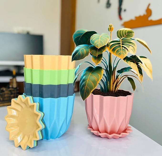 DukanRoad Decoration DukanRoad Plant Pots with Drainage Trays, Set of 5, for Indoor and Outdoor Gardening