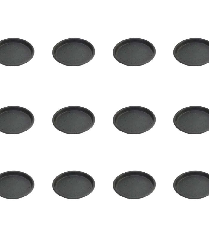 DukanRoad UV Treated Gardening DukanRoad Tray (Plate/Saucer) for Pots - 8 inch, Black Color, Set of 12 | Tray for Plants Pot for Indoor Home Decor & Outdoor Garden & Balcony
