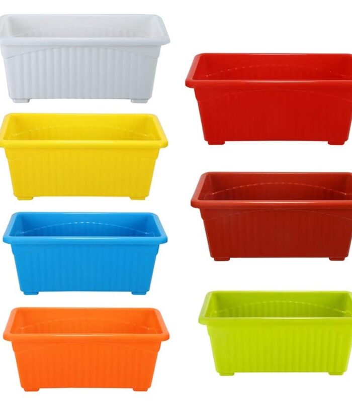 DukanRoad Window Planters - 7 Pcs (13 Inch, Multicolor) | Planting Pots for Home | Pots for Home & Balcony Garden | Big Planters for Balcony and Terrace Gardens