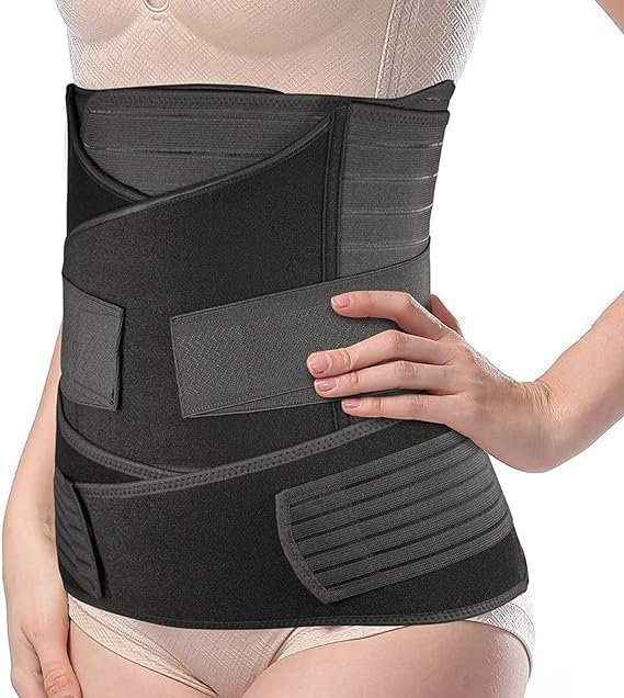 3-in-1 Post Pregnancy Abdominal Belt for Women – C-Section Abdomen Belt & Belly Wrap for After Delivery Recovery – Adjustable Postpartum Belt, Maternity Belt for Waist, Pelvis & Tummy Support (Free Size) (BLACK)
