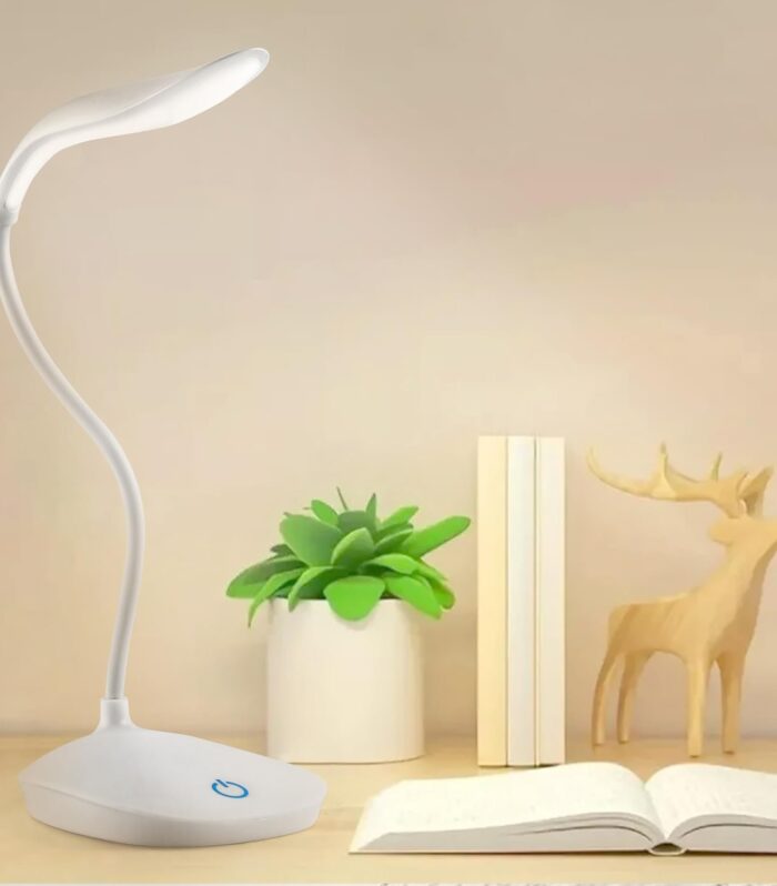 DukanRoad Plastic LED Study Lamp Rechargeable,Table Lamp for Study Room, Desk Lamp Light with 3 Brightness Levels,Portable USB Table Light,Study Table Lamp for Students,Reading & Work at Home,White
