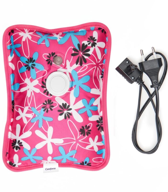 Careforce Electric Hot Water Bag for Pain Relief Heating Pad for Periods Cramps Heat Warmer Pack for Shoulder, Back, Neck and Full Body Aches - Floral Pink